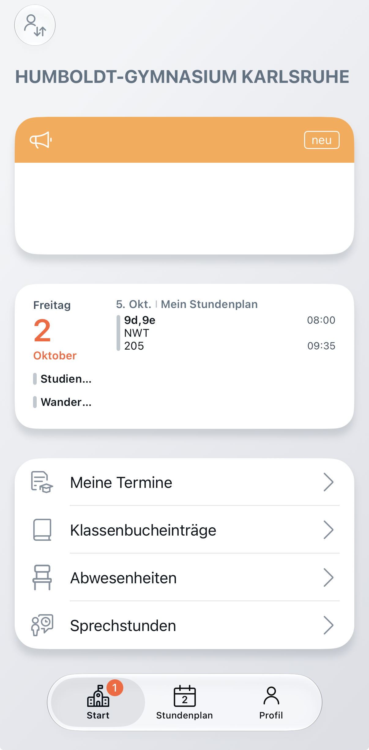 Elternkonten bei WebUntis